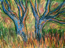 Blue Trees,  Acrylic on paper,  24" x 30", 2003